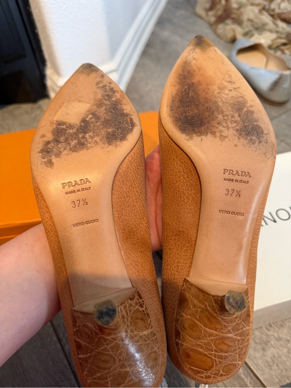 Y2K Prada kitten heel pointy toe shoes 37.5 US7.5 - Picture 3 of 5